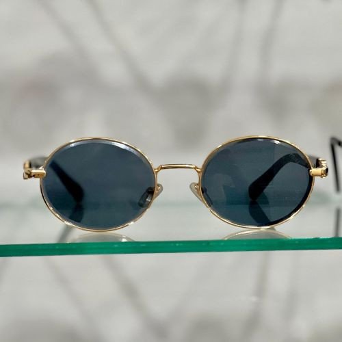 Classic Round Metal Sunglasses – Gold / Blue